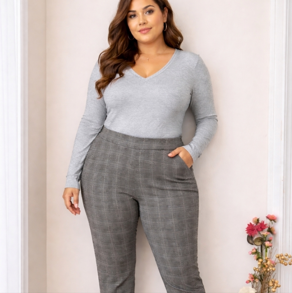 Nicole Miller New York | Plus Size Chic Plaid Tailored Trousers NWT